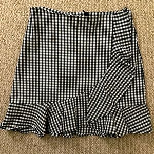Gingham Ruffle Mini Skirt